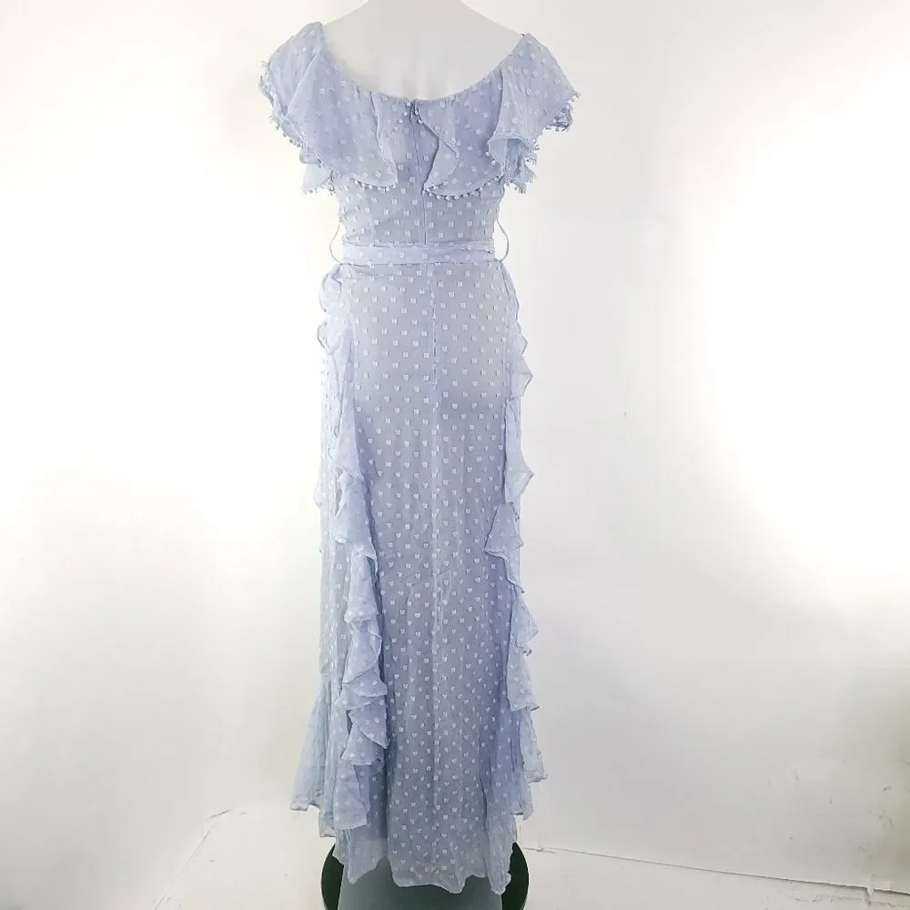 Alice McCall Moon Talking Ruffle Maxi Dress Crystal Bue sz 2 NEW - Picture 9 of 13